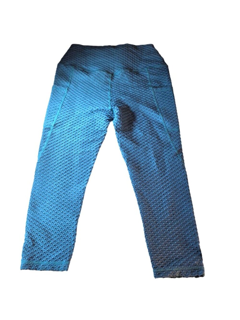 CVG Womens Blue Leggings Capris Textured M Nylon Spandex Blend Exercise Pants - Picture 3 of 7